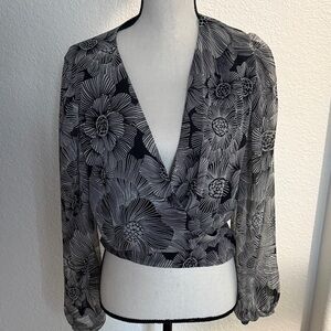 Express Black and White Floral Blouse